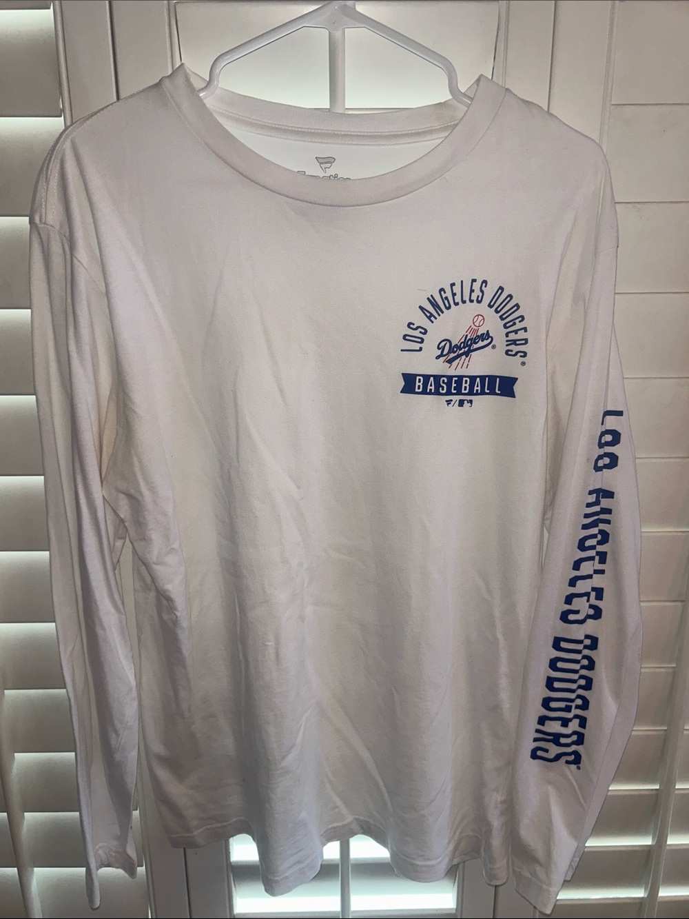 Fanatics White Los Angeles Dodgers Long-Sleeve Tee with Blue Script